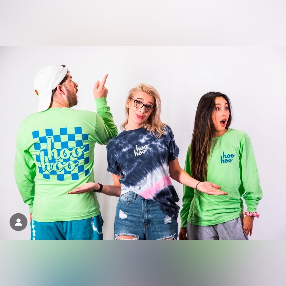 Smosh Merch Green Hoo Hoo Long Sleeve Tee Shirt NWT